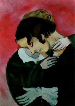 Marc Chagall Painting - Lovers in pink contemporary Marc Chagall